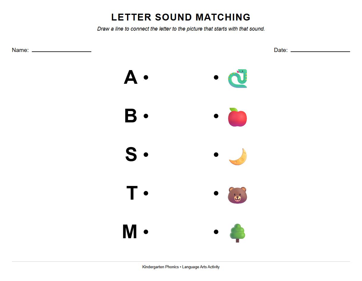 Letter Sound Matching Phonics Worksheet