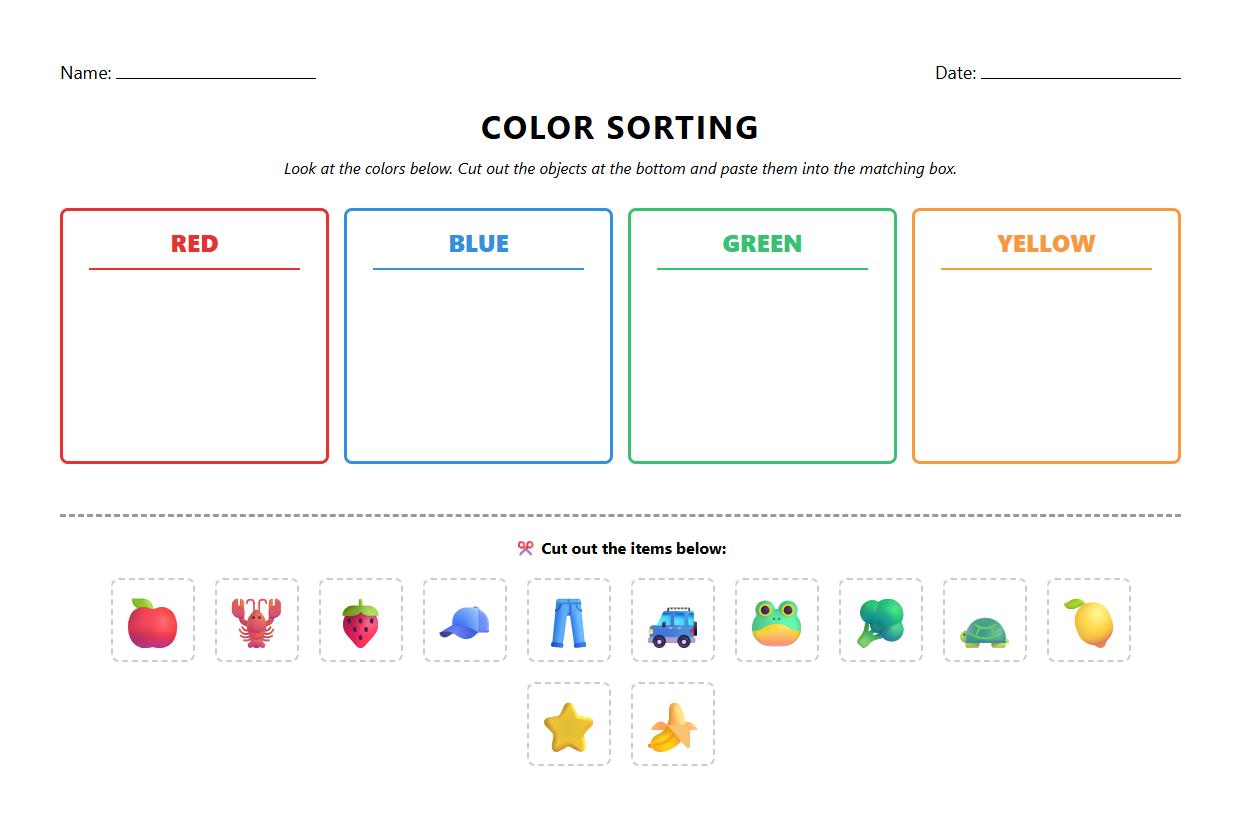 Object Sorting by Color for Early Math Skills