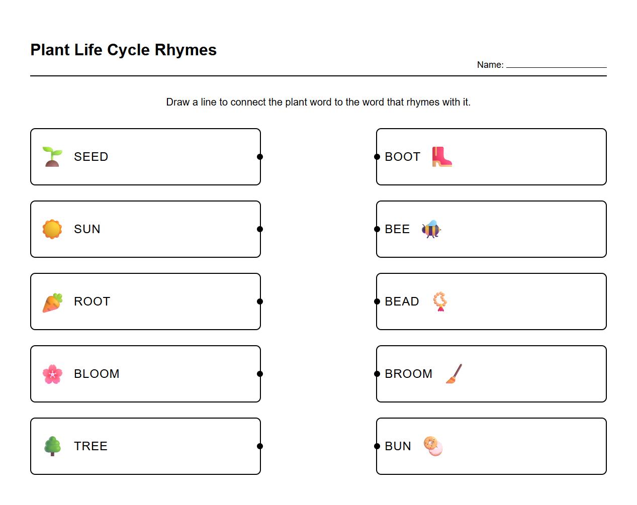 Rhyming Activity Using Life Cycle Plant Words