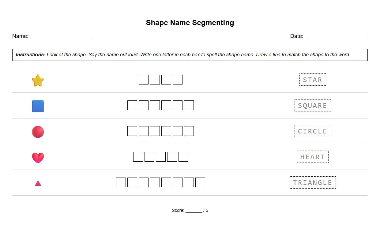 Shape Name Segmenting and Matching Activity
