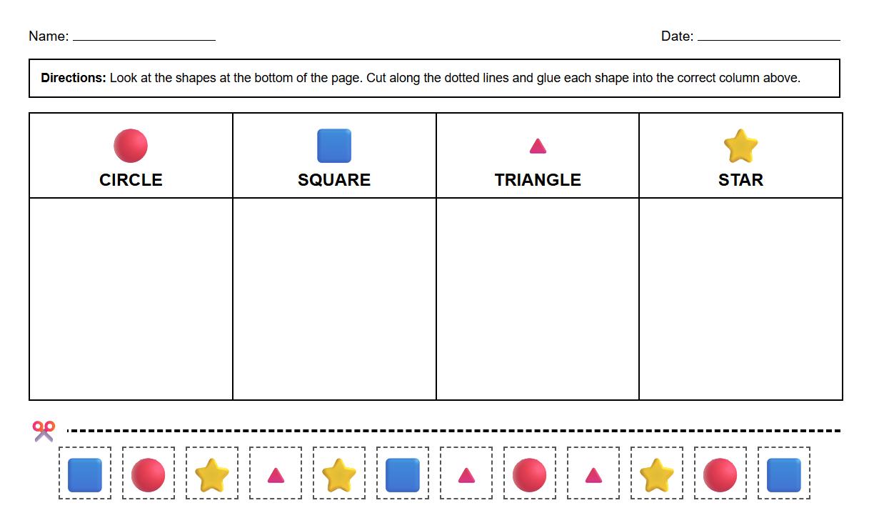 Shape Sorting Visual Discrimination Worksheet