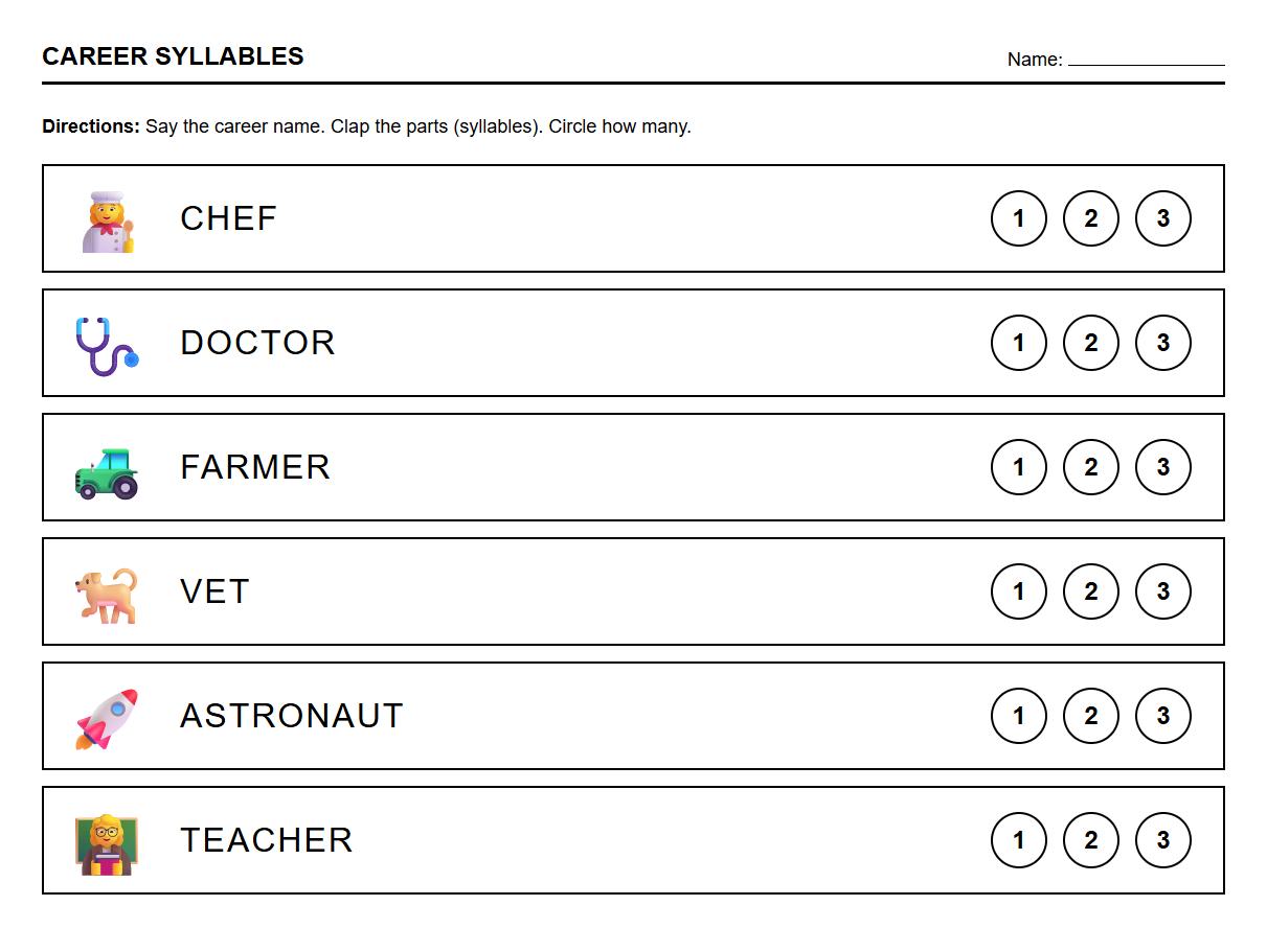 Syllable Segmentation for Career Vocabulary