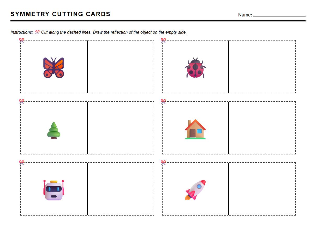Symmetry Reflection Cutting Card for Spatial Awareness