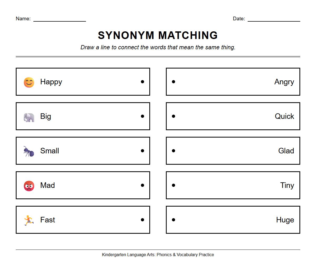 Synonym Sorting Worksheets for Phonics and Vocabulary Practice