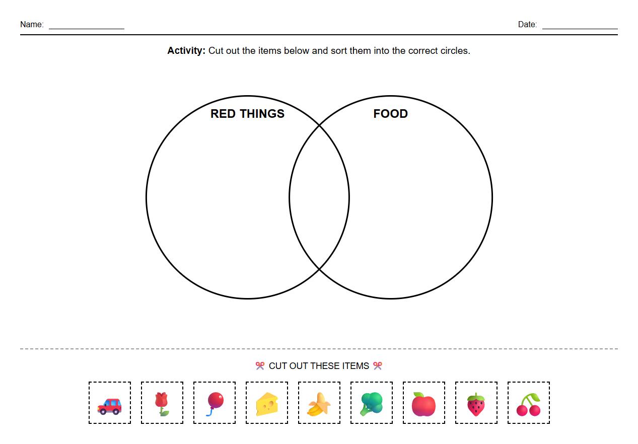 Venn Diagram Worksheets for Data Sorting