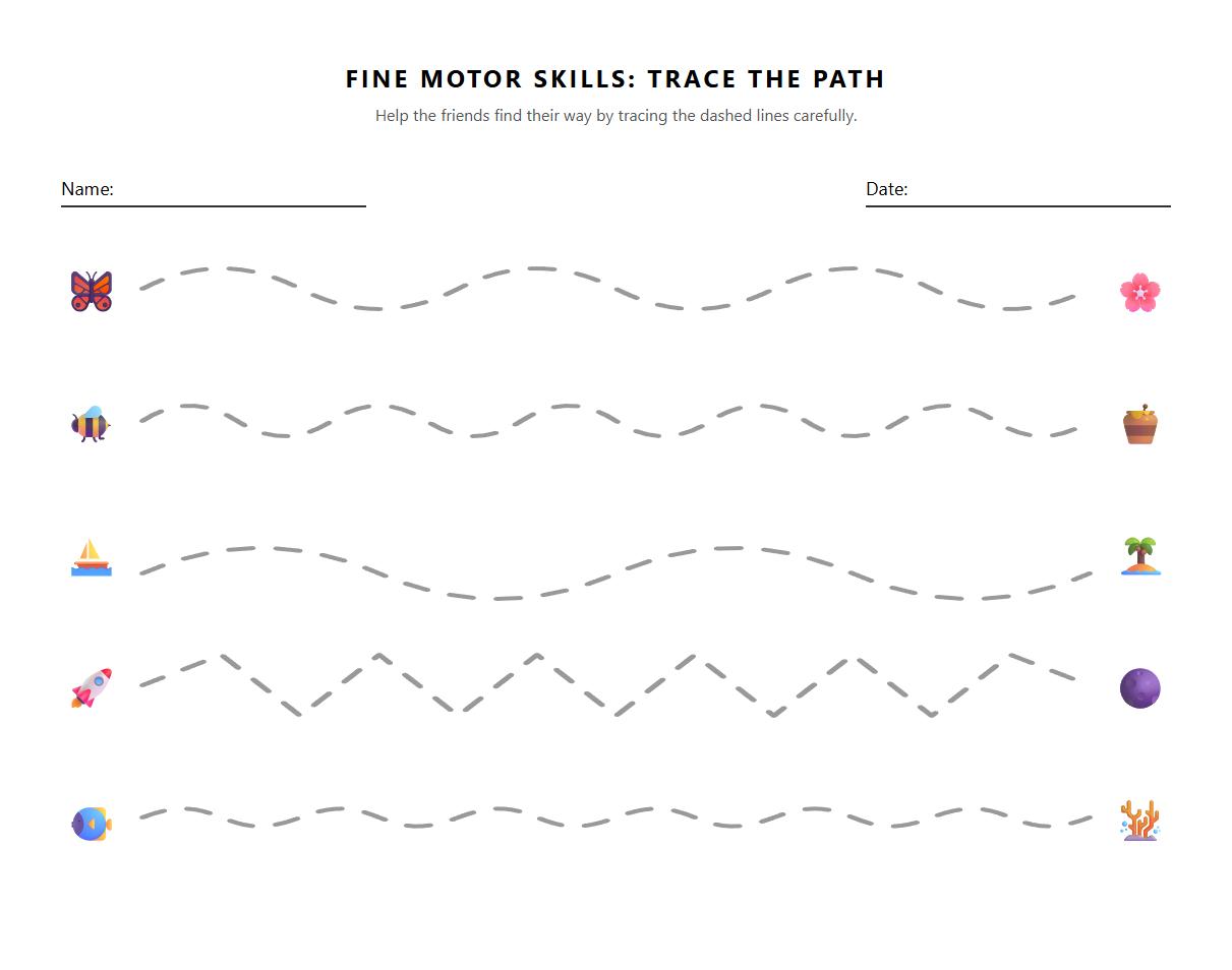 Wavy Line Tracing Worksheet Targeting Cognitive Planning