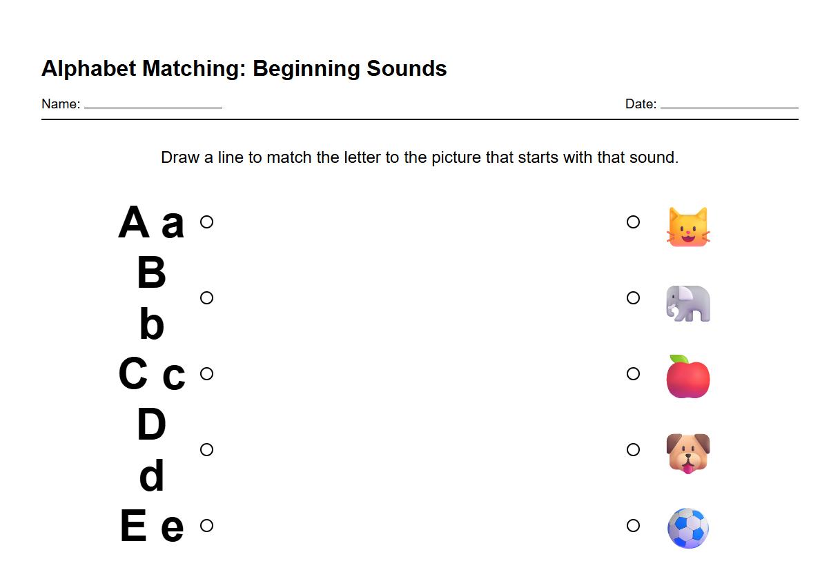 Alphabet Matching for Beginning Sounds