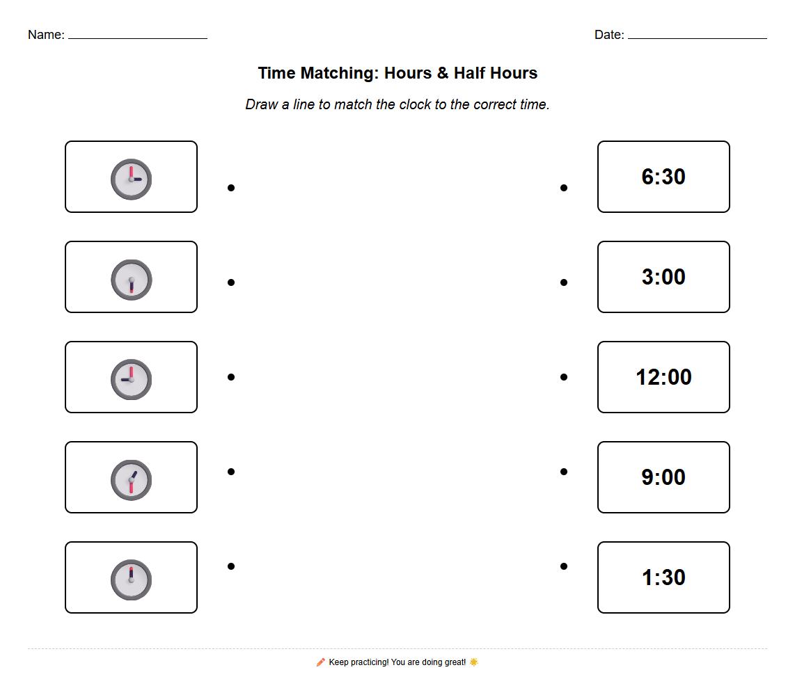 Analog Clock Matching for Hour and Half Hour Recognition