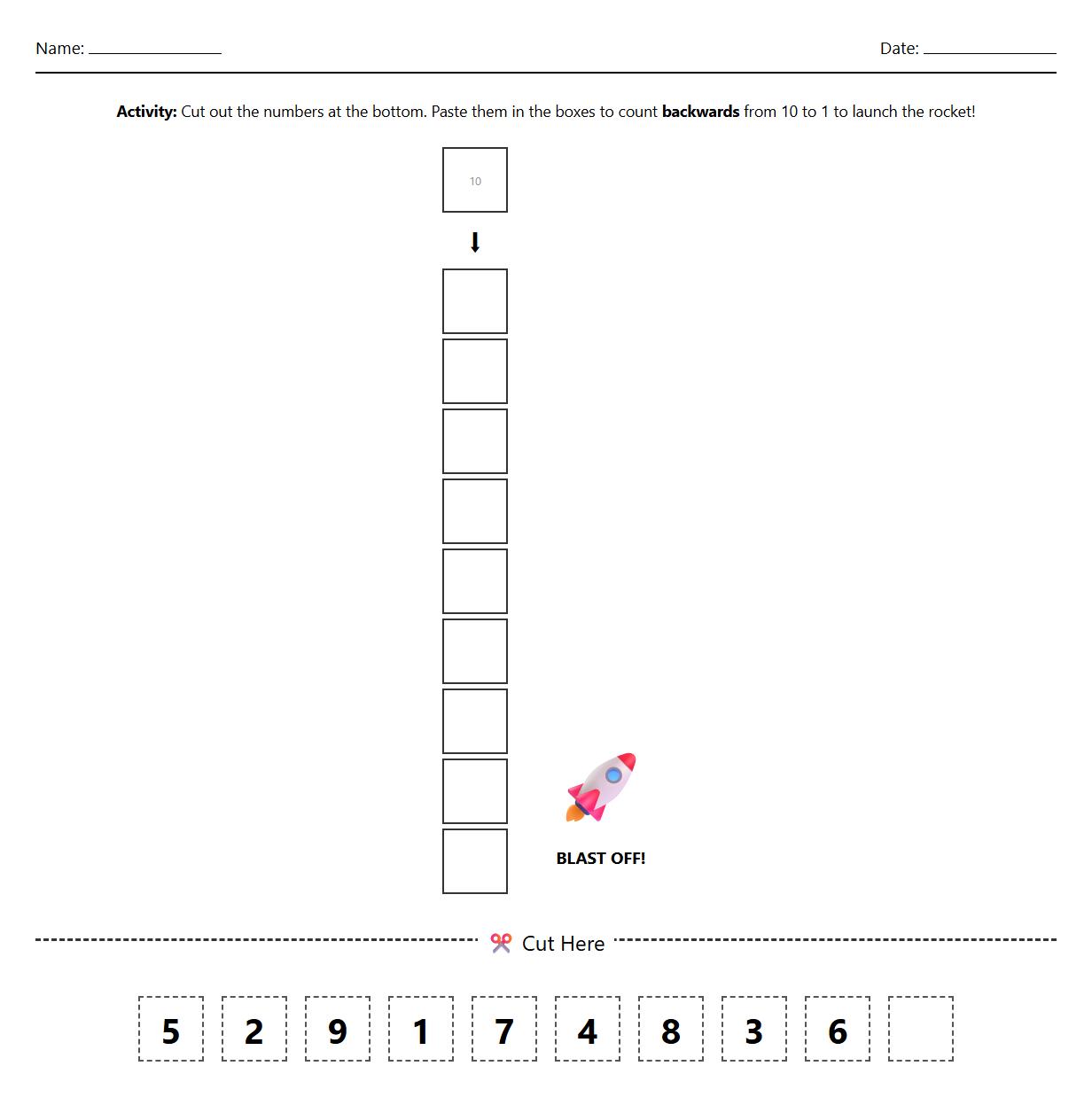 Backward Counting Sequence Cut Out