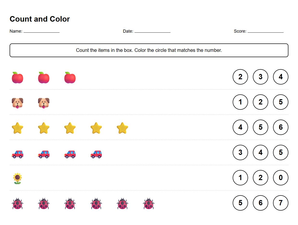 Count and Color Grouping Worksheet