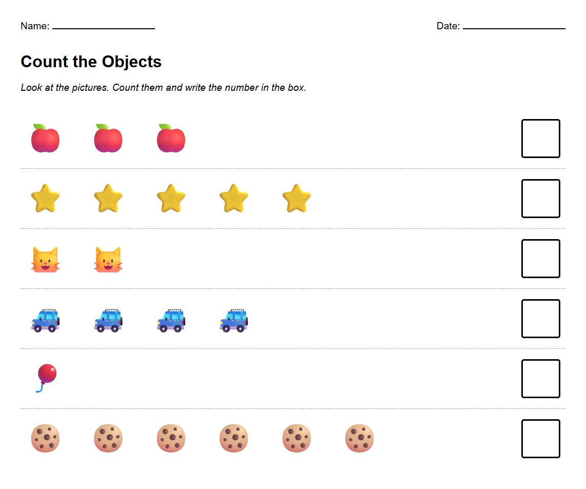 Counting Objects Visual Representation Task