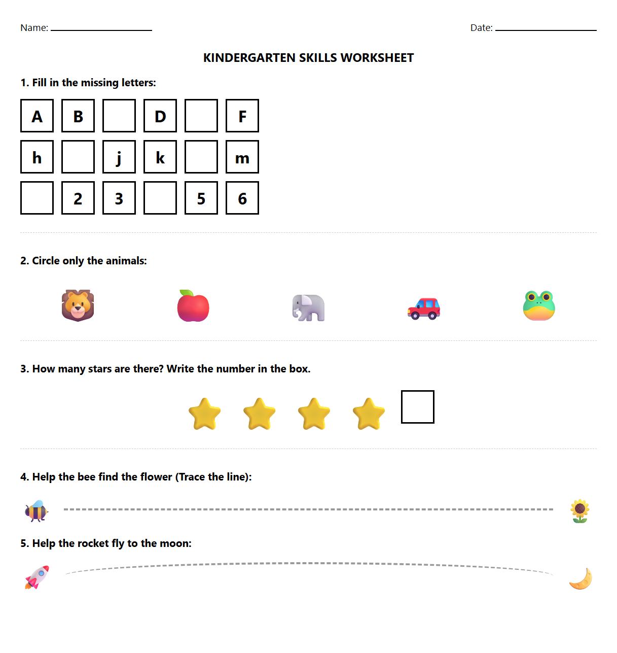 Fill in Missing Letters Following Directions Activity