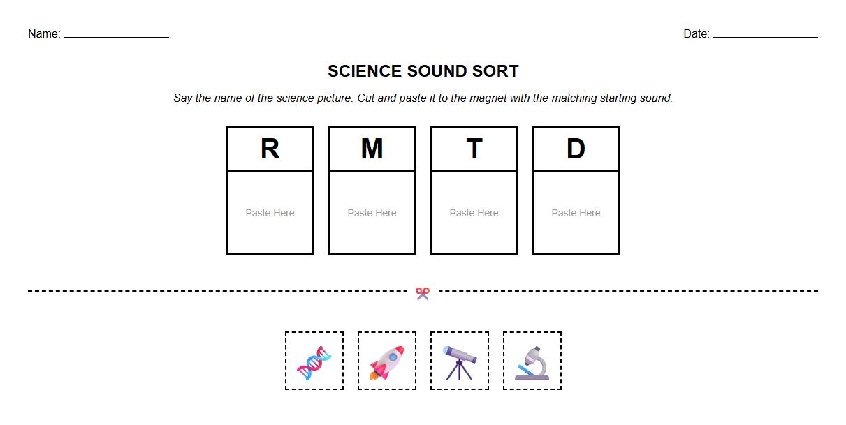 Initial Sound Magnet Phonics Cut and Paste