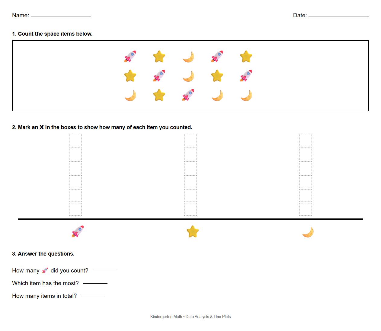 Line Plot Worksheets for Basic Data Analysis