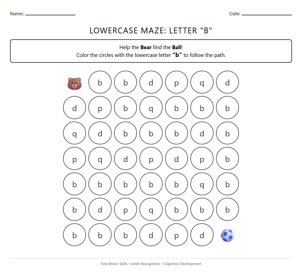 Lowercase Letter Phonics Maze Worksheets