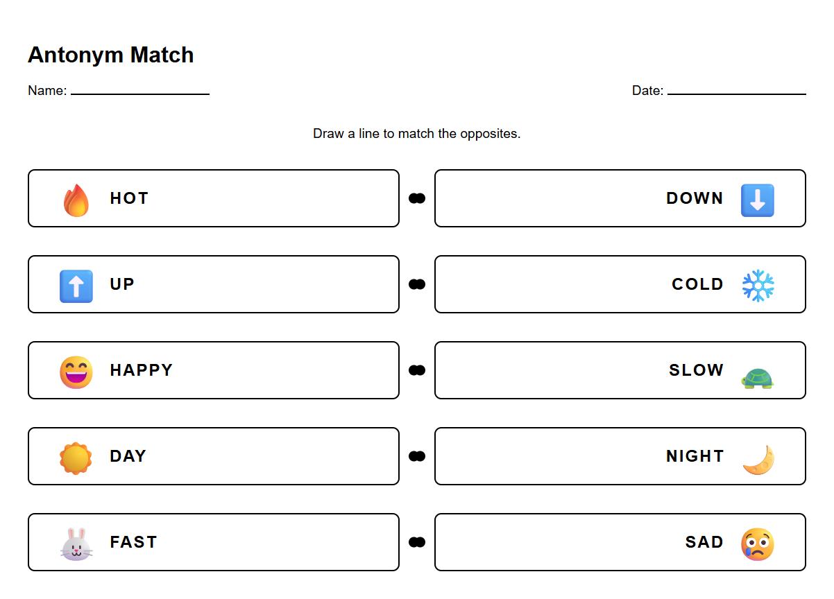 Match the Phonics Based Antonyms