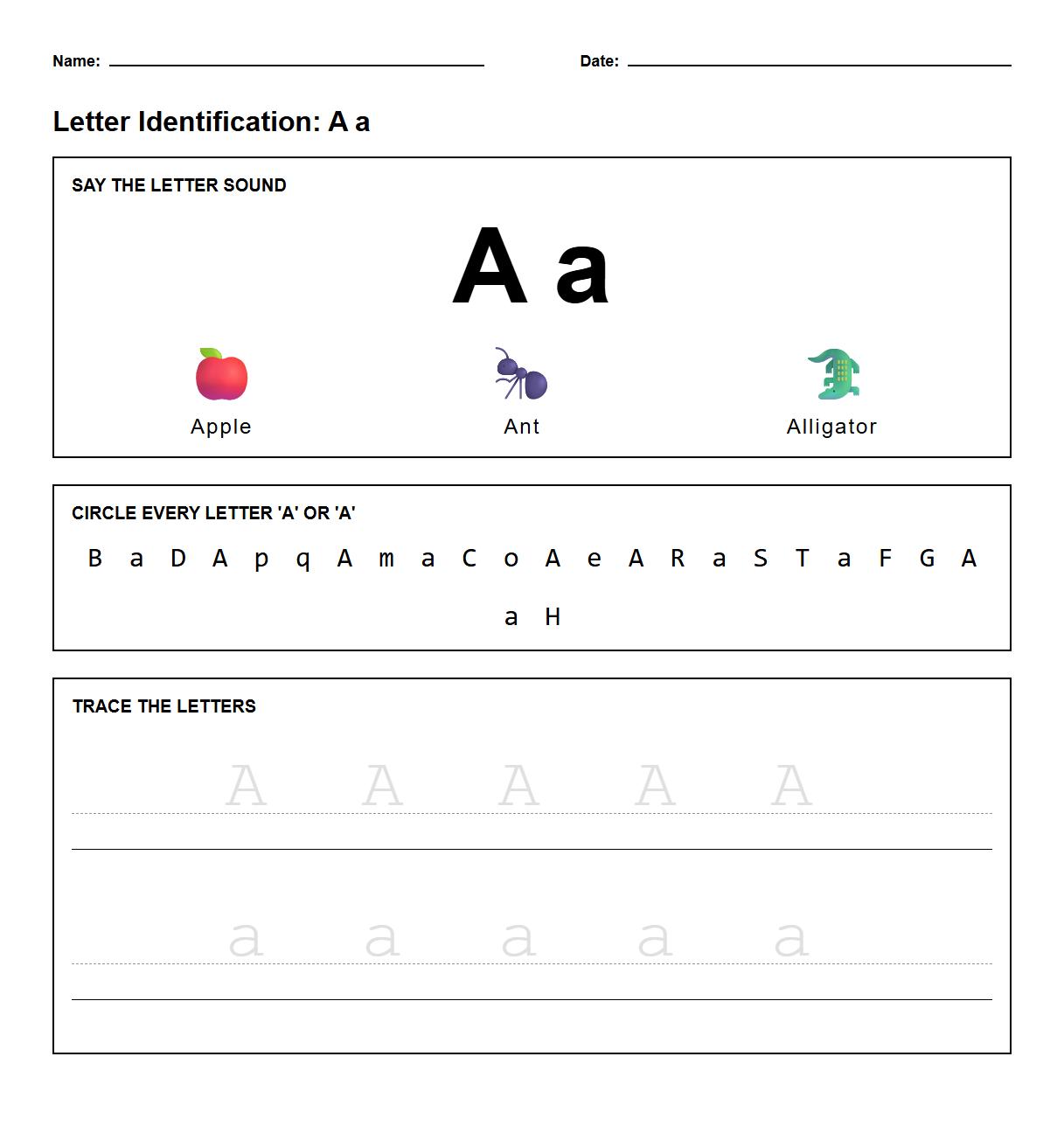 Phonics Letter Identification Worksheet with Tracing Activities