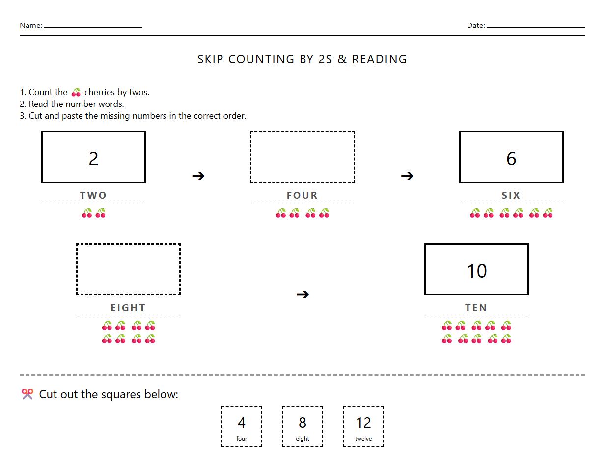 Sequencing by Twos Phonics Worksheet