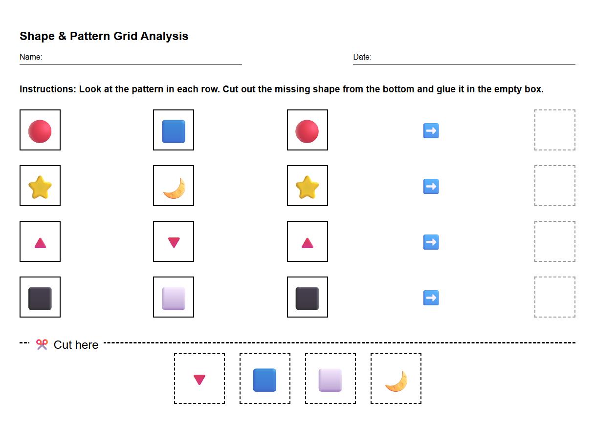 Shape and Pattern Grid Analysis Worksheet