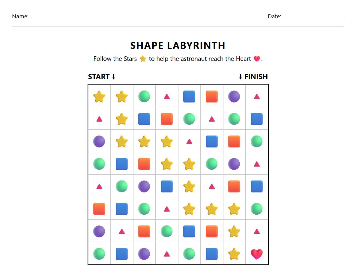 Star and Heart Shape Identification Labyrinth