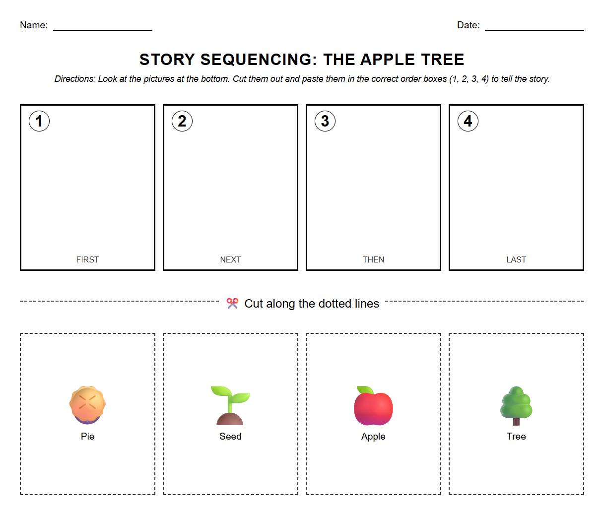 Story Sequencing with Picture Cards Worksheet