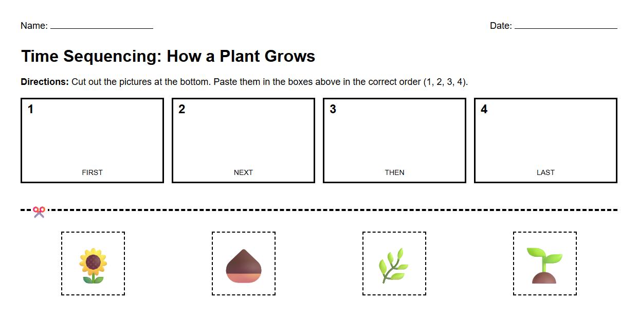 Time Sequencing and Ordering Worksheet