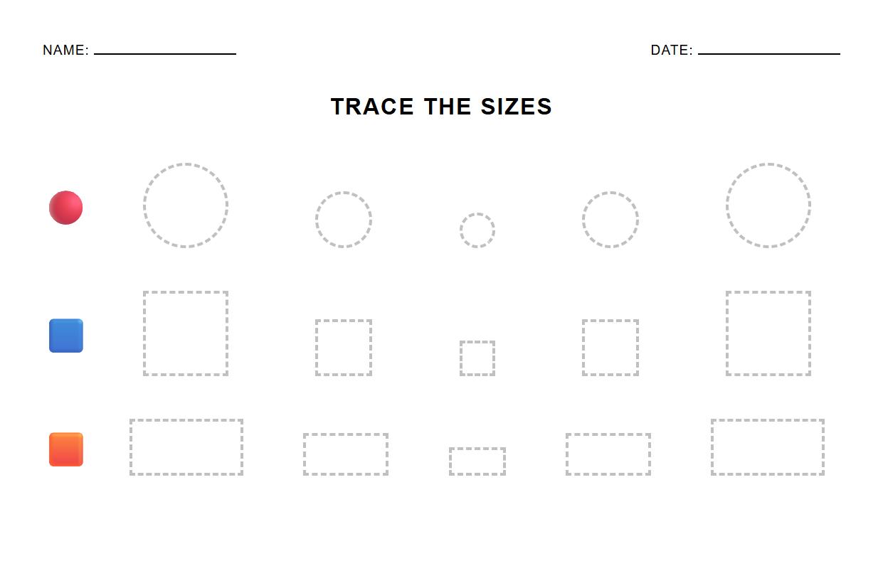 Tracing basic geometric figures with size variation