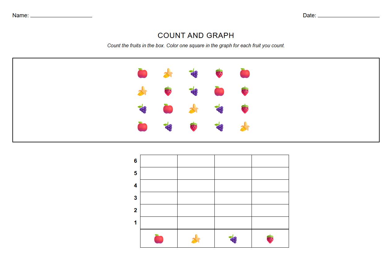 Bar Graph Worksheet for Kindergarten Data Analysis