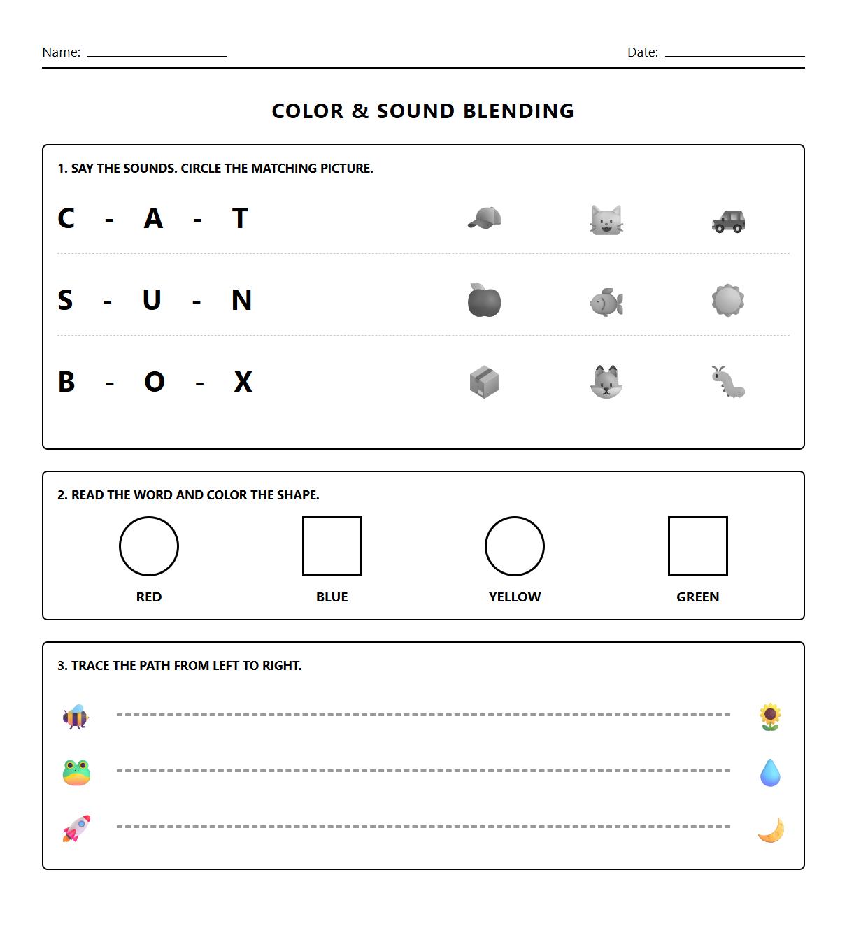Color and Sound Blending Practice Page