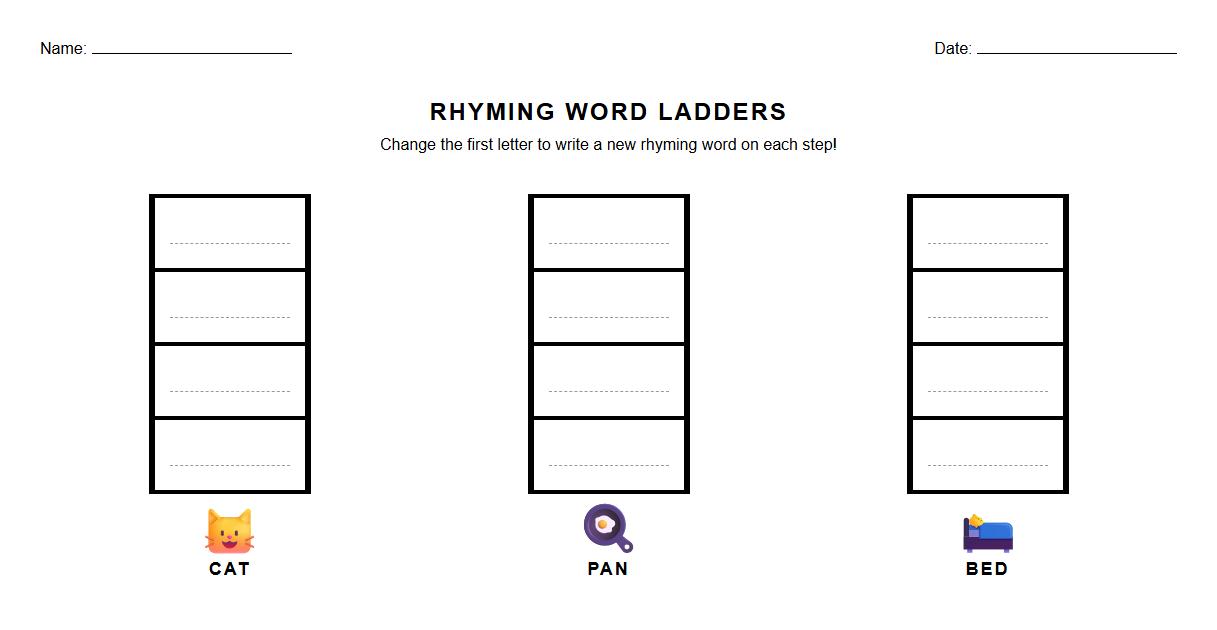 Initial Sound Rhyming Ladder Activity