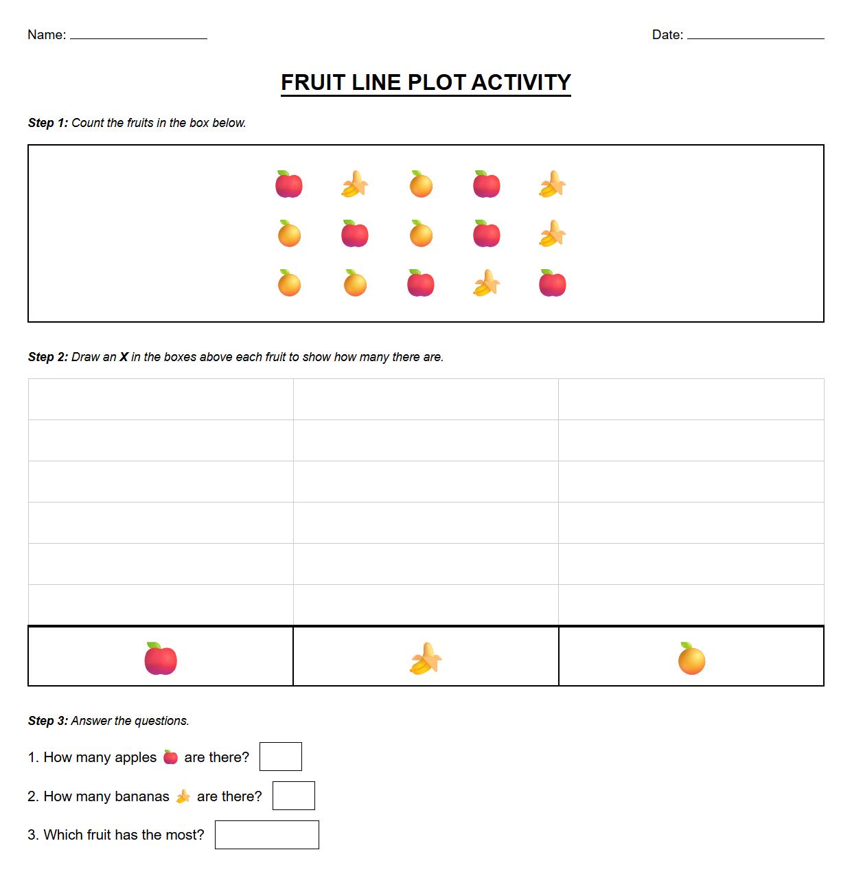 Line Plot Worksheet with Simple Data Sets
