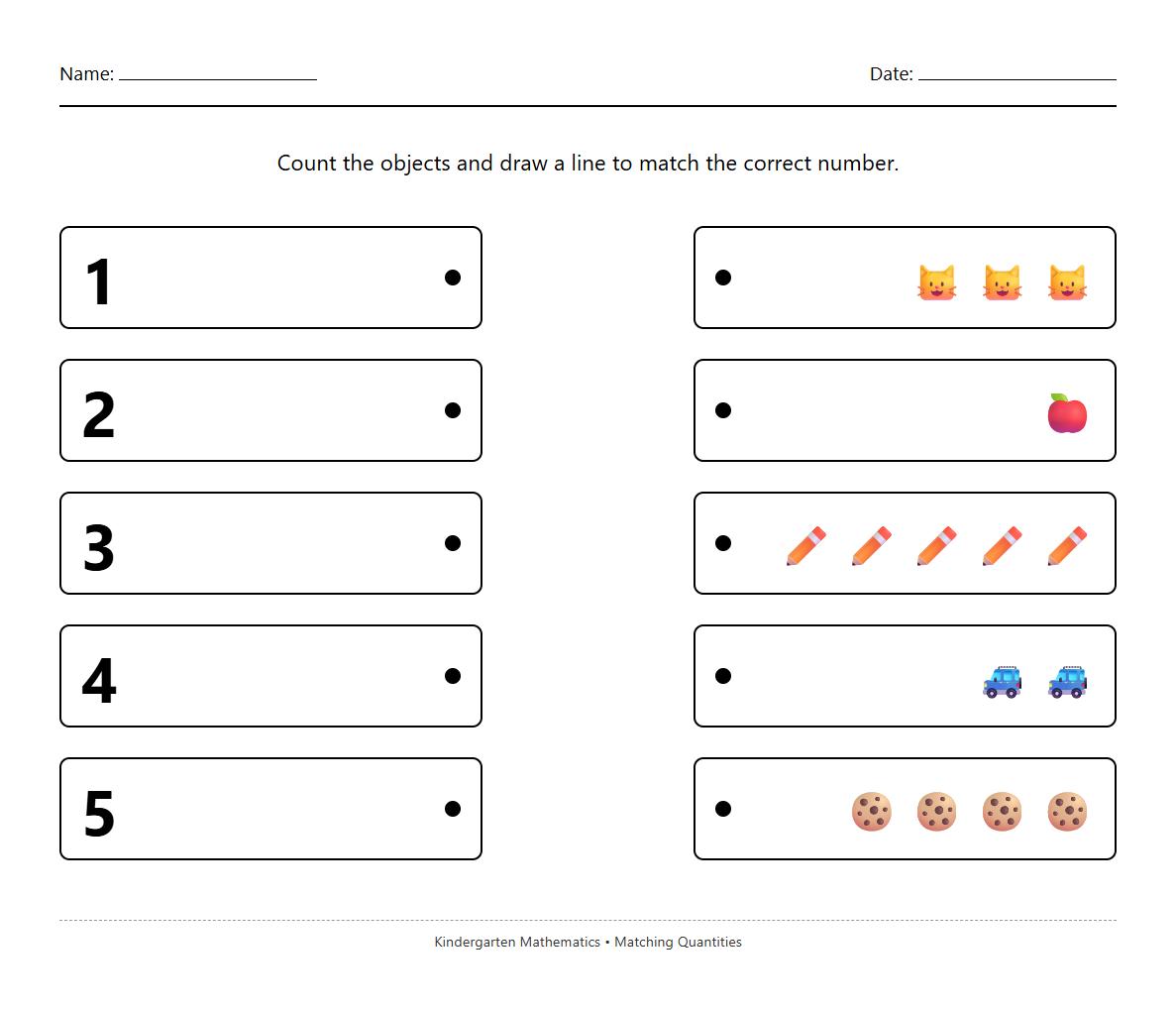 Matching Numbers to Quantities task using Concrete Manipulatives