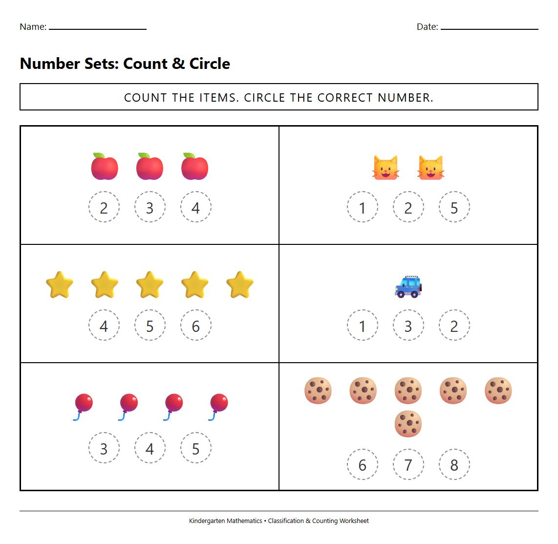 Number Set Classification Worksheet