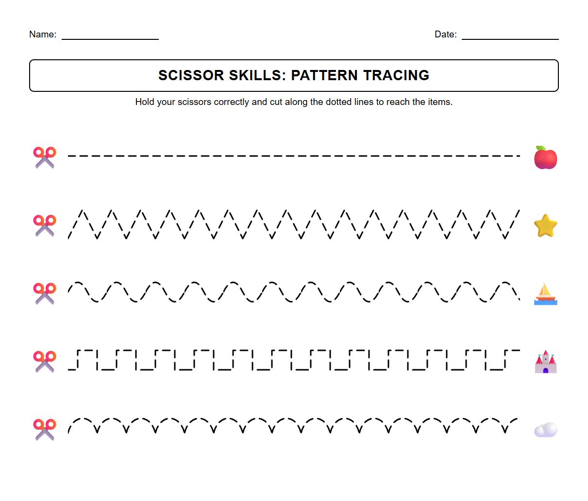 Patterned Border Scissor Tracing Activity for Grip Control