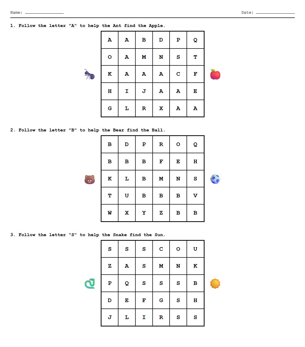 Phonics Integrated Letter Mazes for Literacy and Spatial Skills
