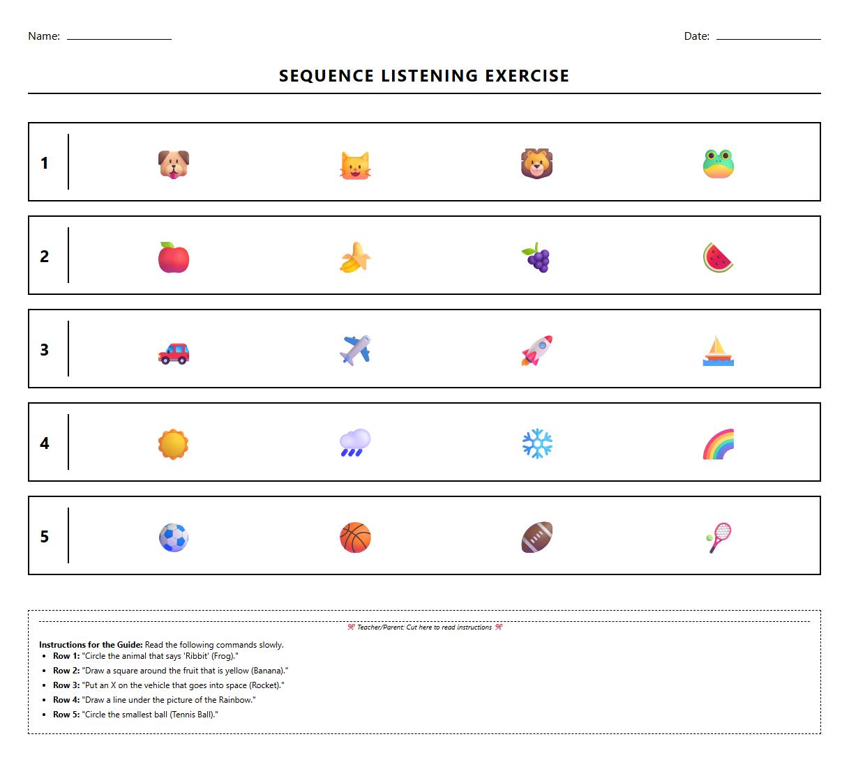 Picture Guided Sequence Listening Exercise