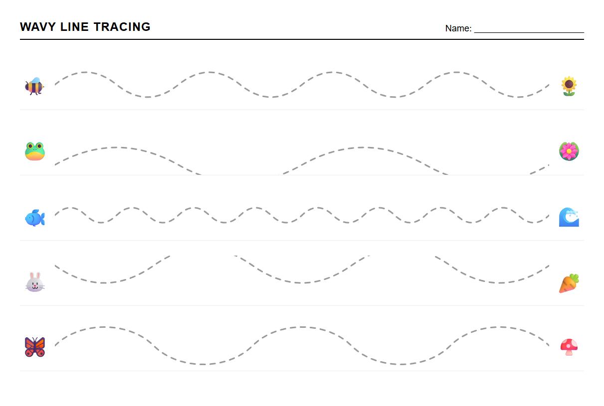 Pre Writing Skills Wavy Line Tracing Worksheet