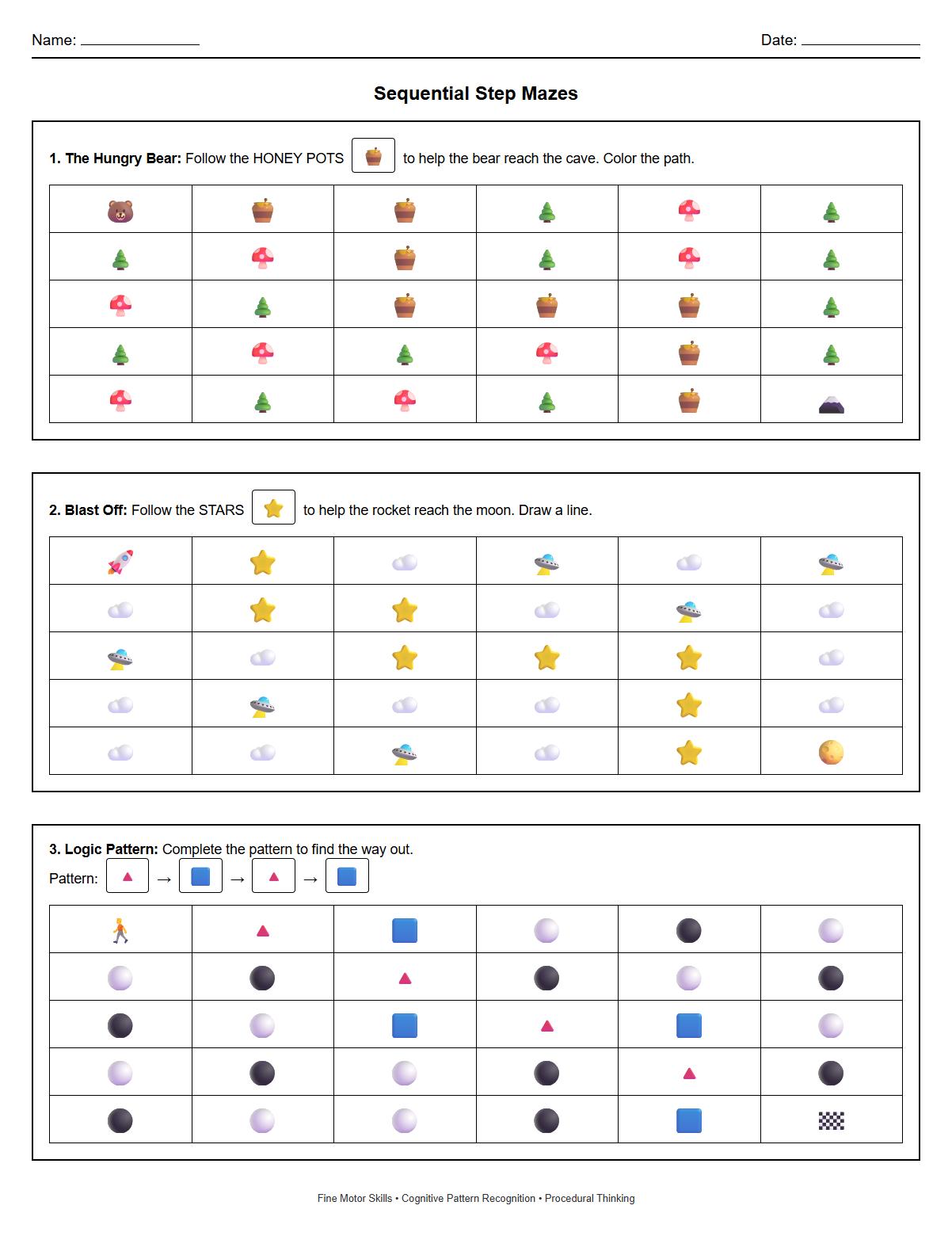 Sequential Step Mazes for Procedural Thinking