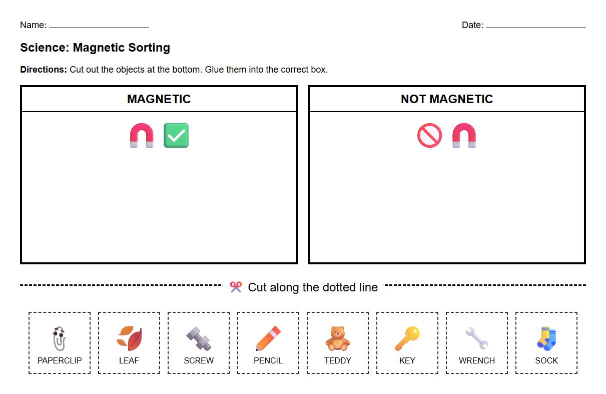 Sorting Objects with Visual Cues Based on Magnetic Properties