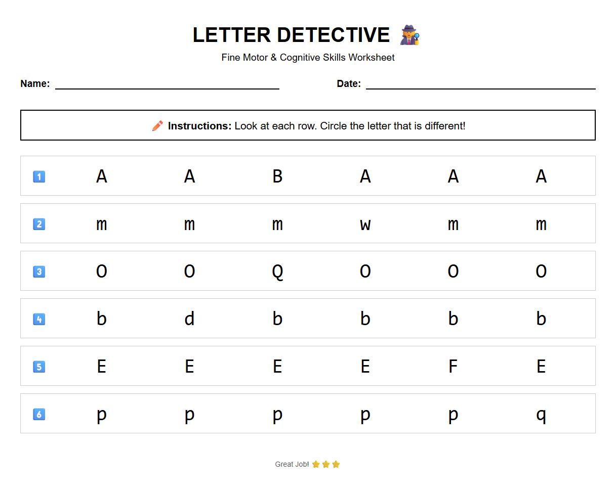 Spot the Difference Activity Featuring Letter Recognition
