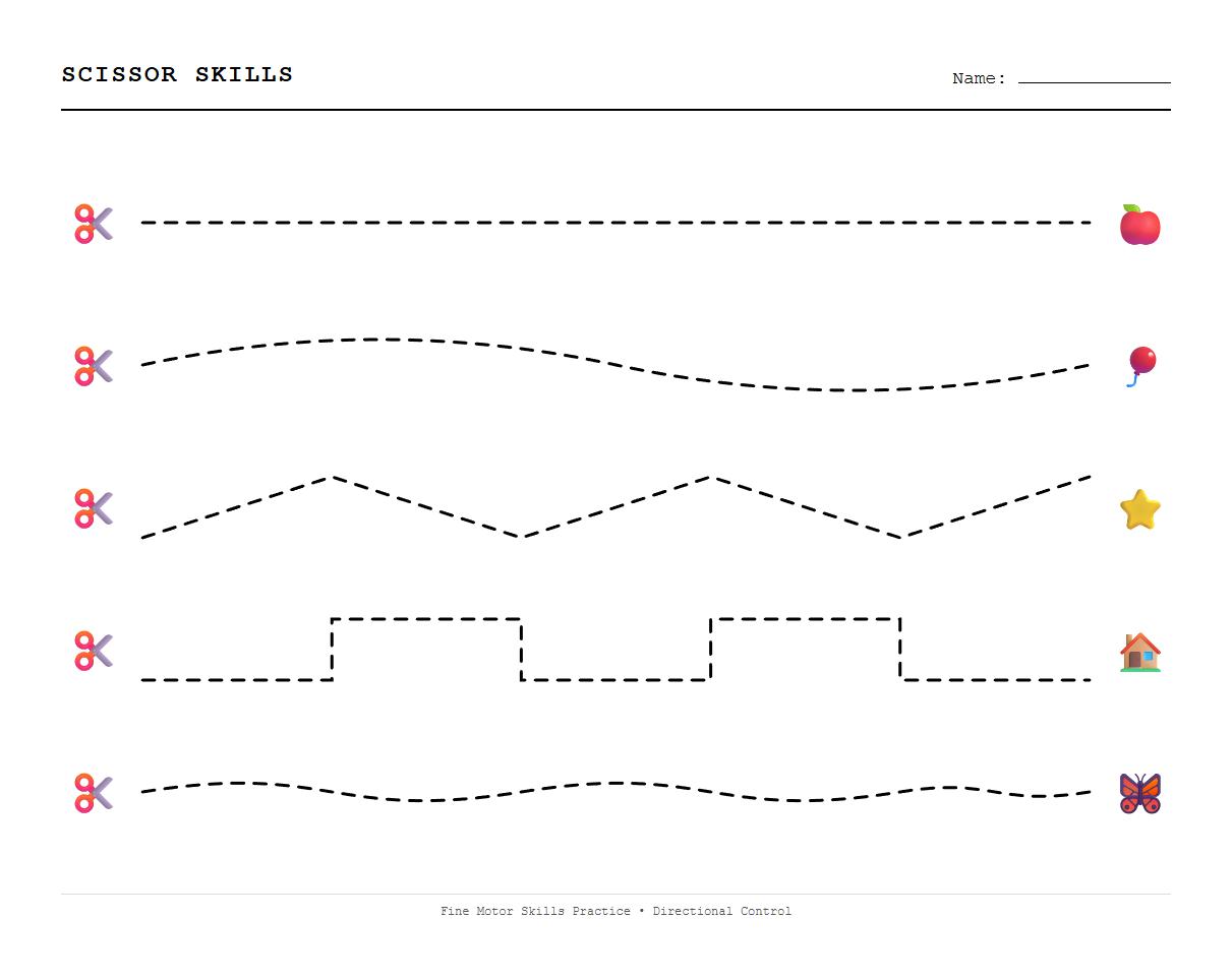 Thematic Cutting Worksheets Emphasizing Directional Control