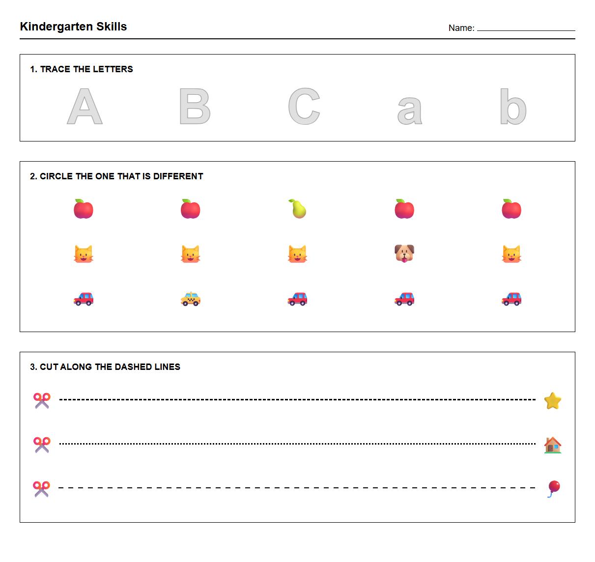 Tracing Letters with Scissor Line Following for Visual Discrimination