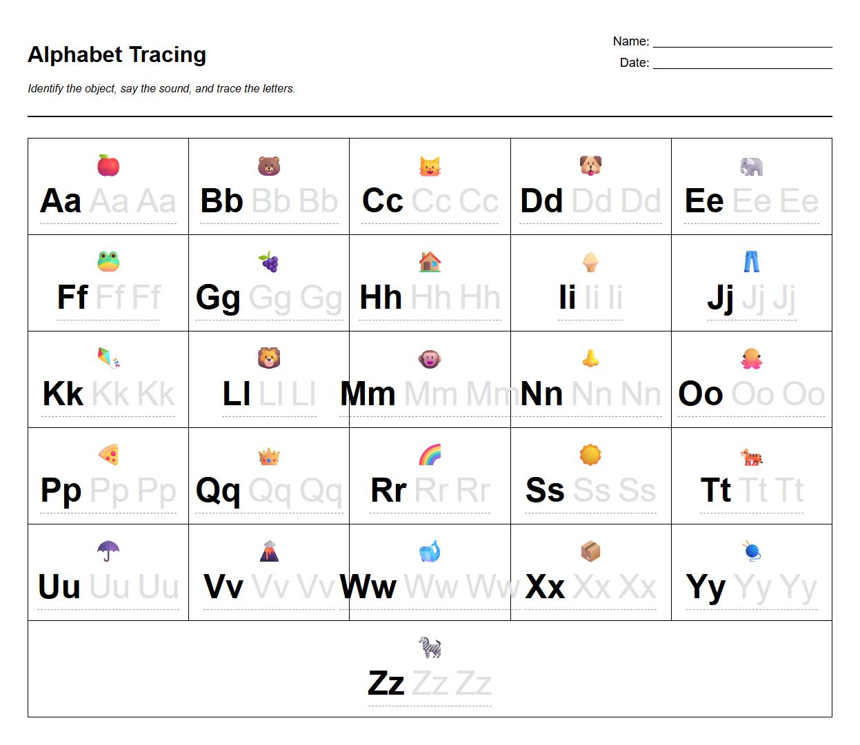 Alphabet Tracing for Multisensory Letter Recognition