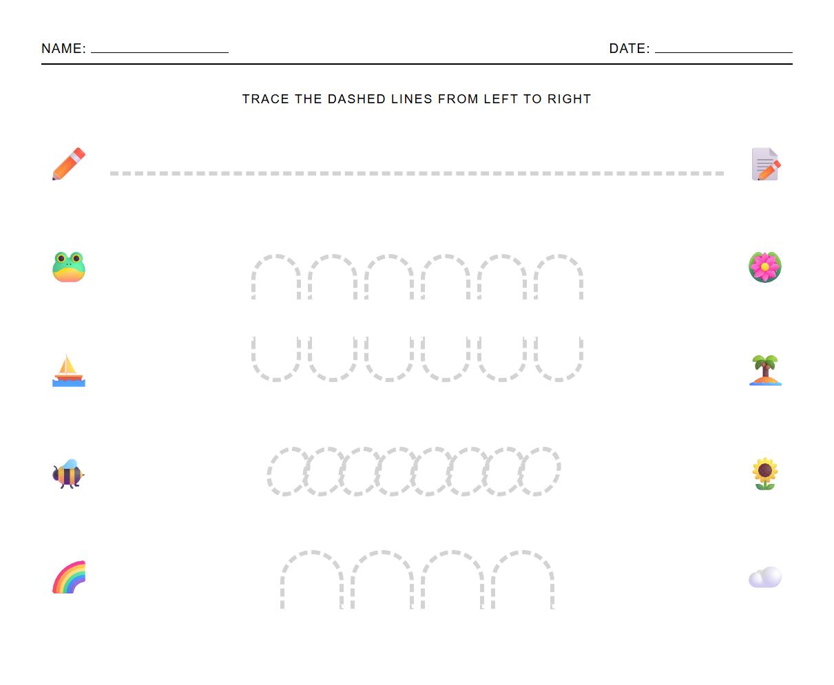Basic Pencil Grip Practice Sheet with Loop and Arch Tracing