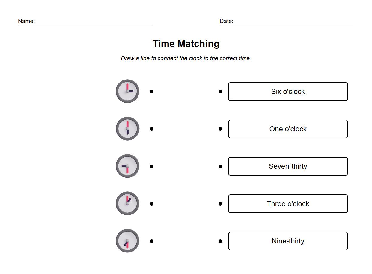 Clock Face and Time Word Association