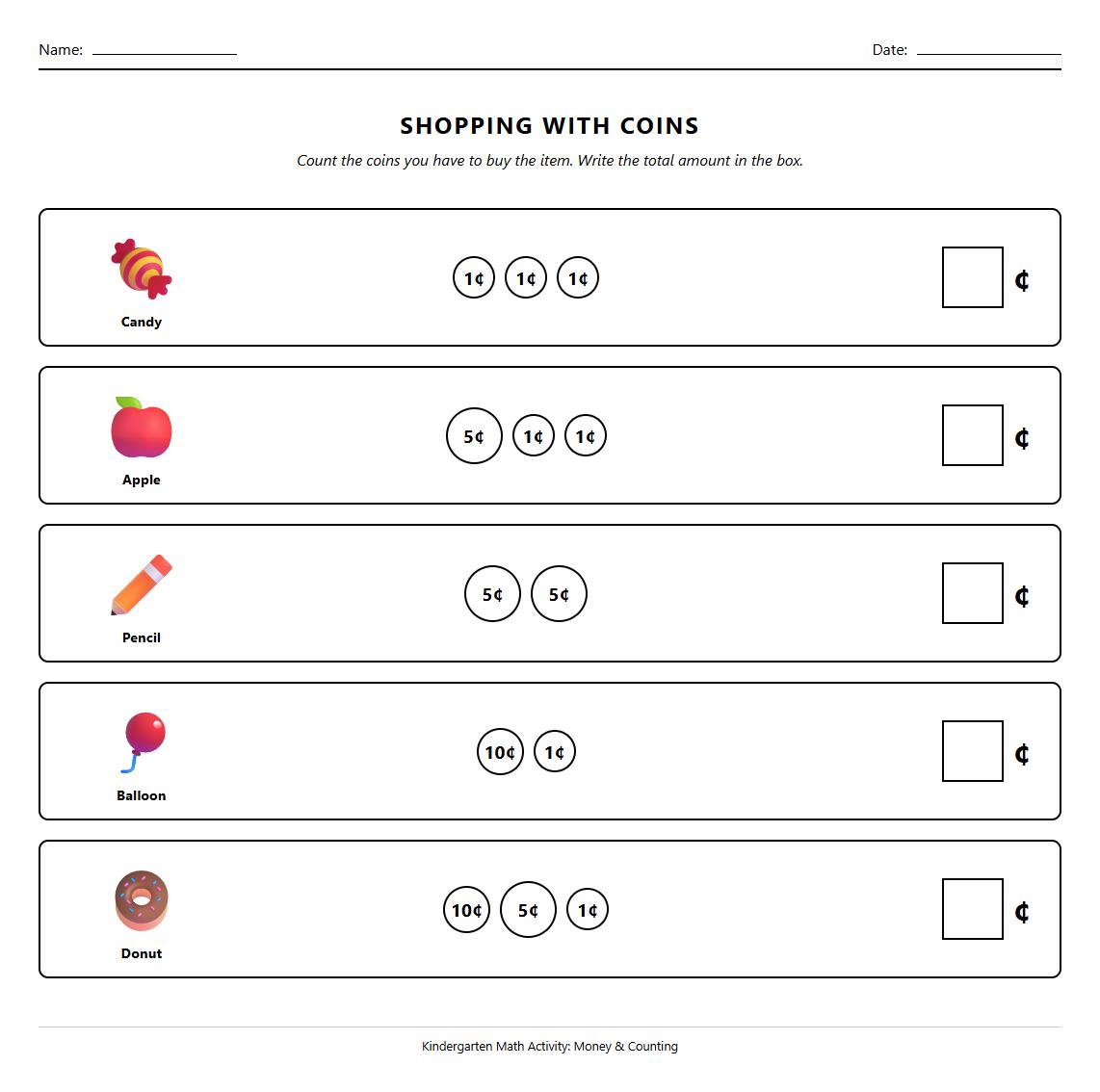 Coin Real-life Scenario Problem Solving Worksheet