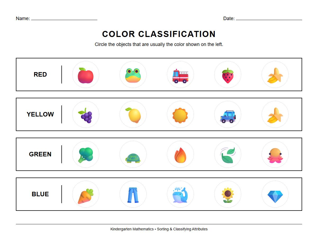 Color classification of everyday objects