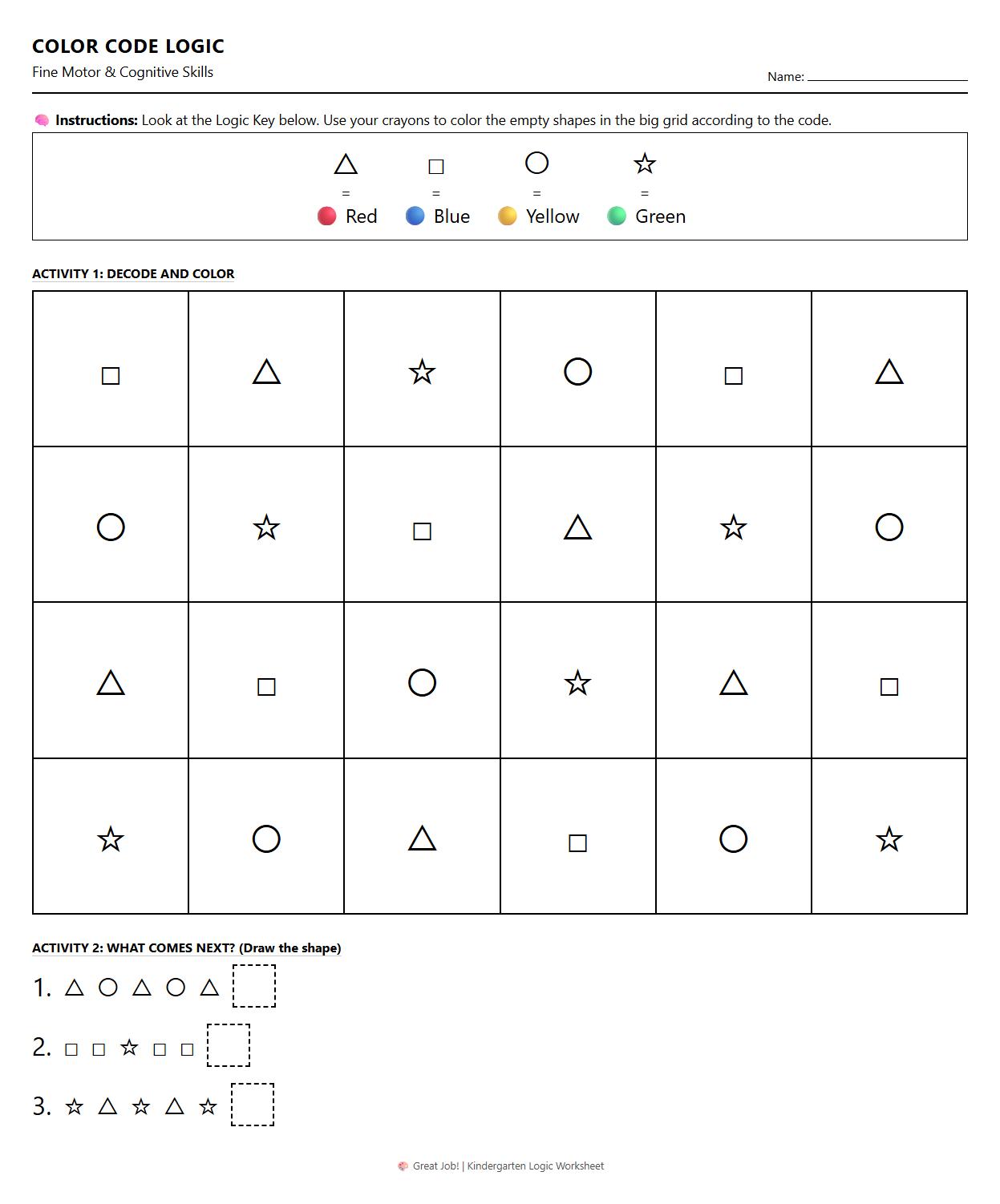 Color Code Logic Puzzle for Critical Thinking
