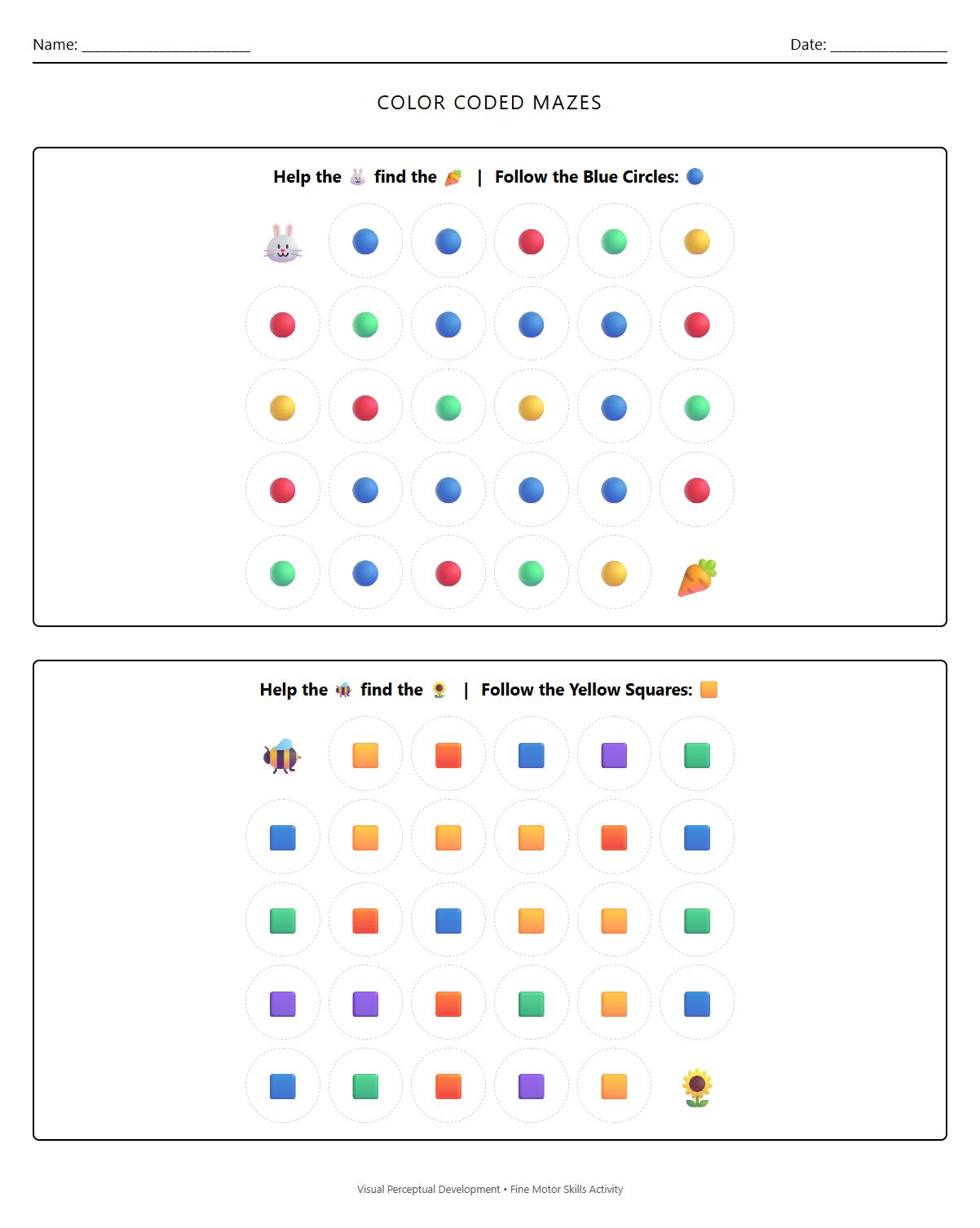 Color Coded Mazes for Visual Perceptual Development