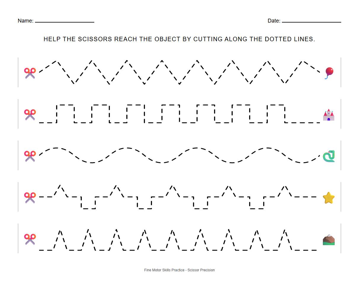 Complex Pattern Scissor Cutting Worksheets Targeting Precision